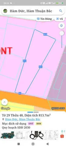 Bán đất 814m² có sẵn 300m² thổ cư ngang 9m giá 1.6 tỷ tại Xã Hàm Thuận