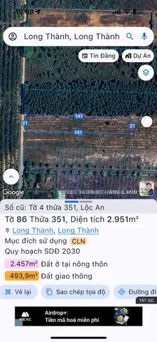 Bán đất 5910m² ngang 42m giá 23.6 tỷ Xã Long Thành