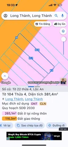 Bán đất 4m² ngang 10m giá 14 tỷ Xã Long Thành