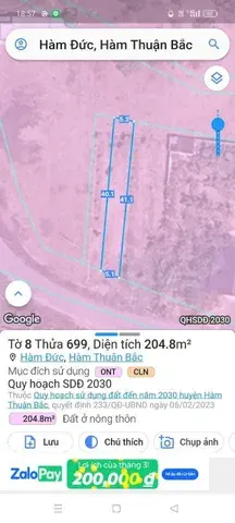 Bán đất 206.3m² giá 600 triệu, Xã Hàm Thuận ( Thị Trấn Ma Lâm )