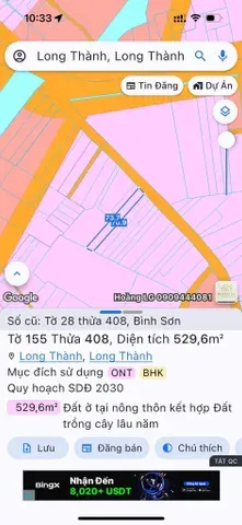 Bán nhà 529.6m² ngang 7,5m giá 7 tỷ Xã Long Thành