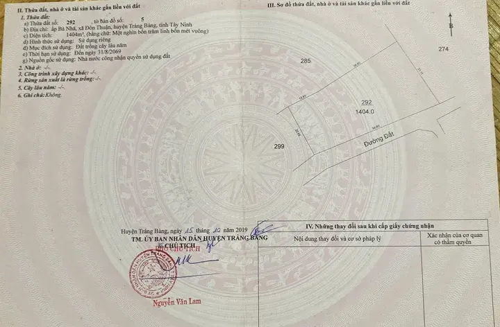 Đất CLN có 1100 thổ cư trảng bàng