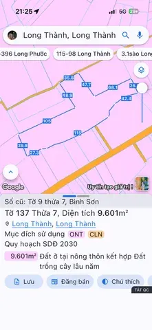 Bán đất 9601.3m² có sẵn 300m² thổ cư ngang 35m giá 42 tỷ tại Xã Long Thành