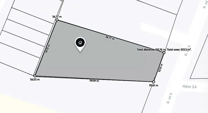 Bán nhà 553m² có sẵn 496m² thổ cư ngang 10m tại Phường Thủ Đức