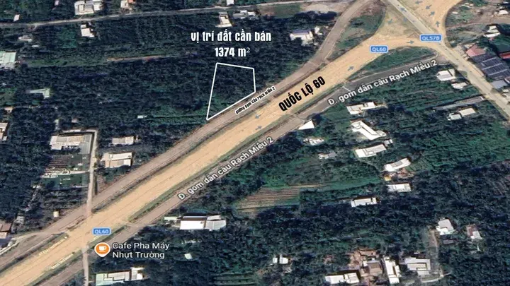 Bán đất 1374m² cần bán đất gần chân cầu rạch miễu 2 – mặt đường lớn