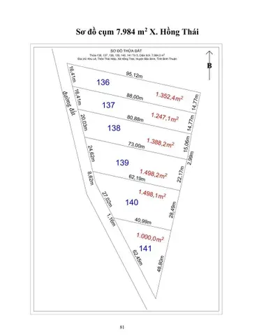 12. Cụm 7.984 m2 X. Hồng Thái Vị trí đất : Link THÔNG TIN LÔ ĐẤT ● Hướng: Tây. ● Pháp lý: Sổ hồng riêng.