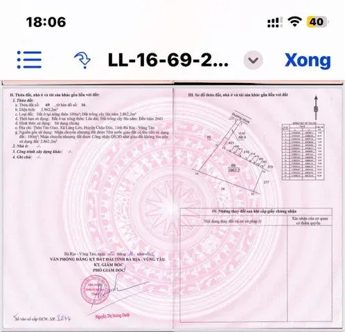 Bán đất mặt tiền xã Láng Lớn huyện Châu Đức, dt 2962m2(100m2 thổ cư) 2,2 tỷ