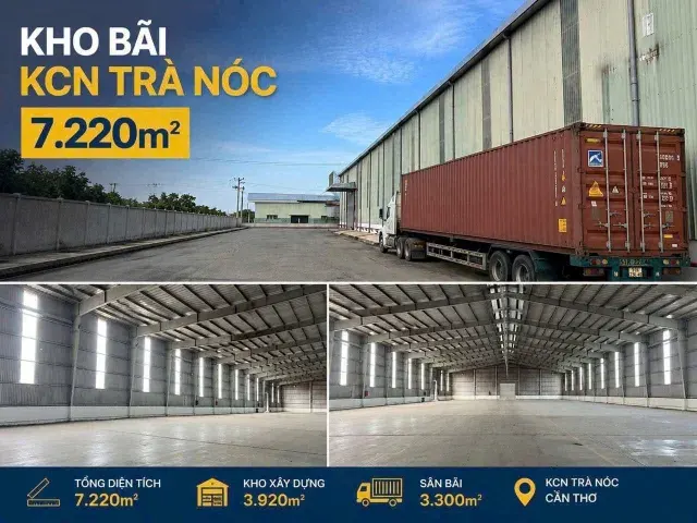 Cho thuê Kho, nhà xưởng 7220m2 giá 294 triệu/tháng KCN Trà Nóc