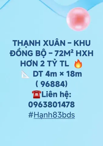 Em số 2 thì không ai số 1 - đất thạnh xuân – 72M² HXH hơn 2 tỷ khu đồng bộ