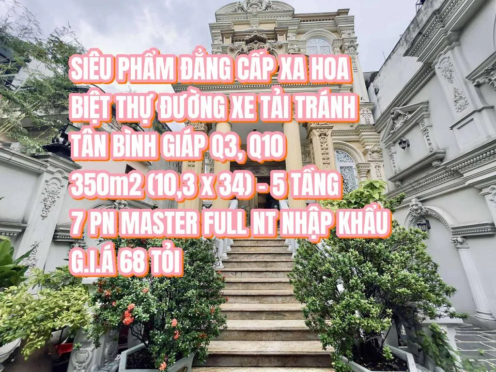 Bán villa bành văn trân, giáp quận 3, quận 10, 5 tầng 2 mặt tiền, 350m2 giá 68 tỷ