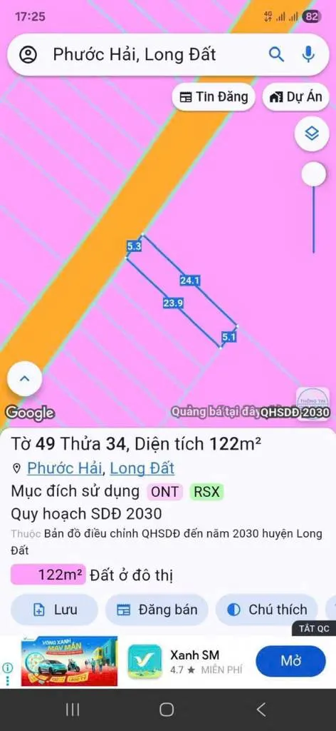 Đất phước hội, gần biển phước hải, ngang 7,2m dân cư hiện hữu, nhỉnh 1 tỷ một chút thôi
