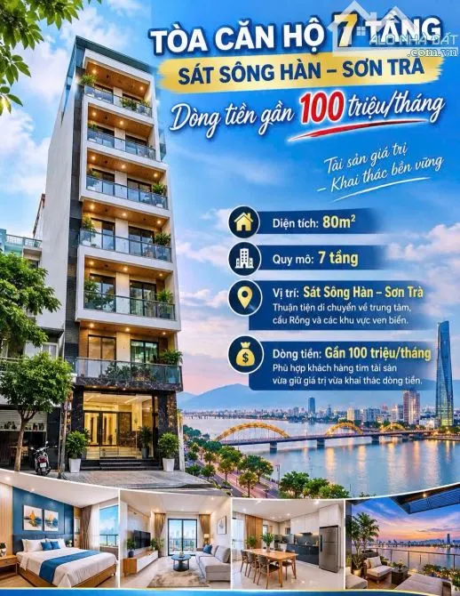 Tòa căn hộ 7 tầng sát sông hàn – sơn trà – dòng tiền gần 100 triệu/tháng
