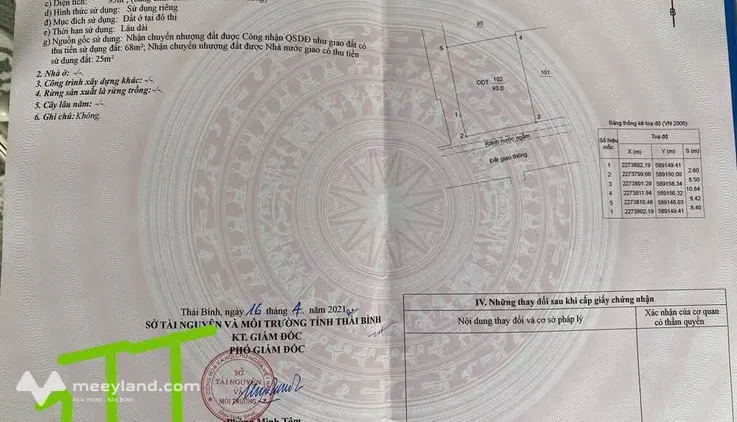 Bán nhà 2 tầng tại thị trấn Đông Hưng, diện tích 93m2, mặt hơn 8m, ô tô 7 chỗ đỗ cửa