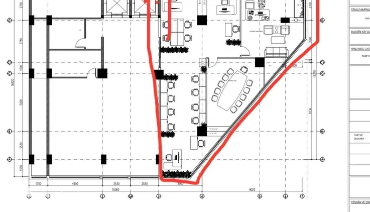 Cho thuê sàn văn phòng Trần Thái Tông lô góc 150m2 full kính mặt tiền 40m. LH 058••••55