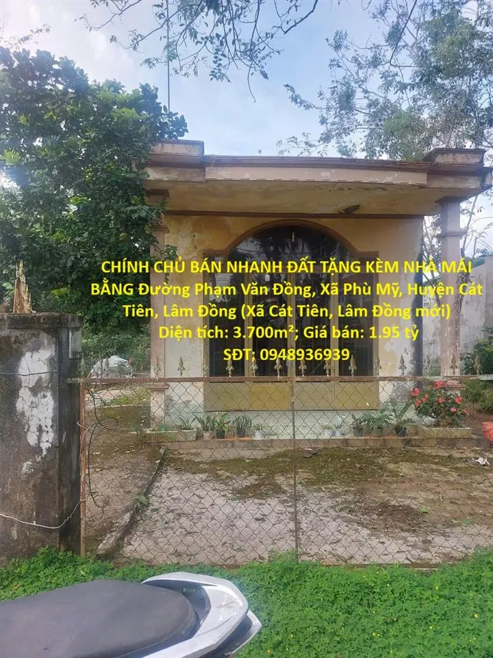 Chính chủ bán nhanh đất tặng kèm nhà mái bằng sau lưng ubnd xã cát tiên, lâm đồng mới