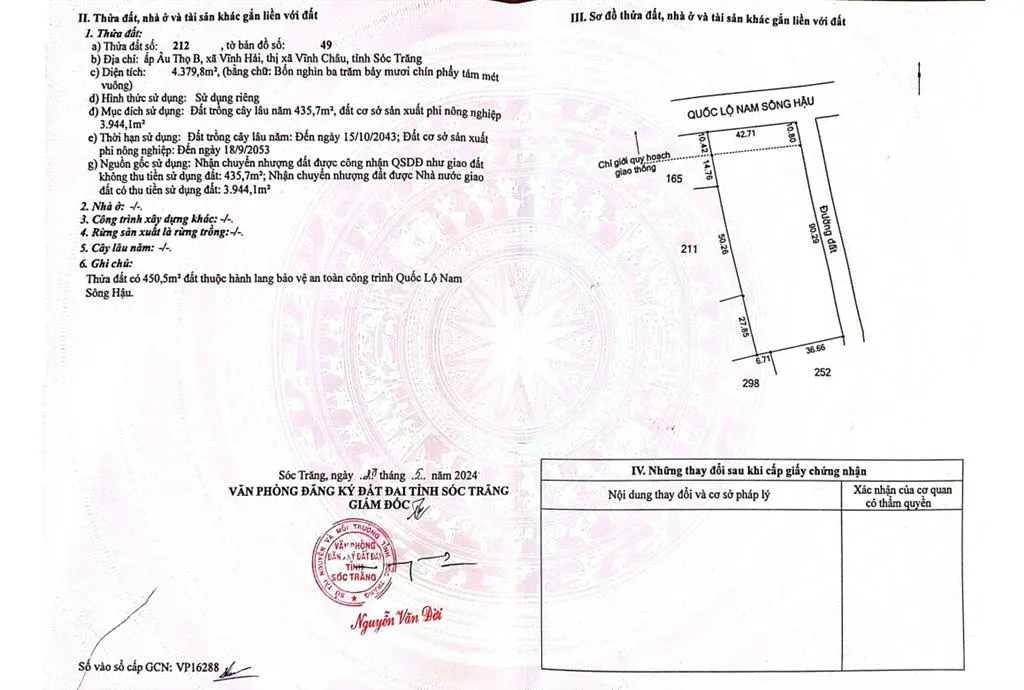 Bán đất tại vĩnh hải, vĩnh châu, sóc trăng, giá siêu hời 6,5 tỷ, 4379,8m2