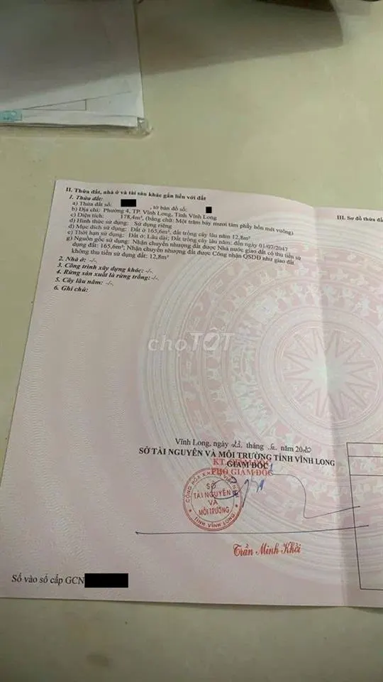 Bán đất tại hẻm 113 Trần Đại Nghĩa, Vĩnh Long