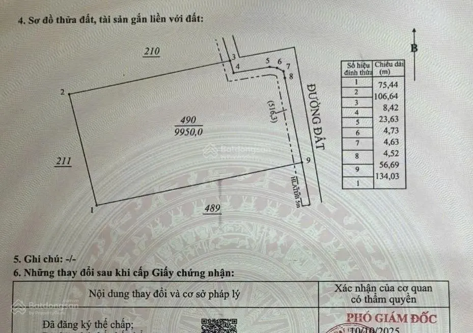 Bán đất tại tân phong, 40 tỷ, 9950 m2, mặt tiền 75m, pháp lý đầy đủ