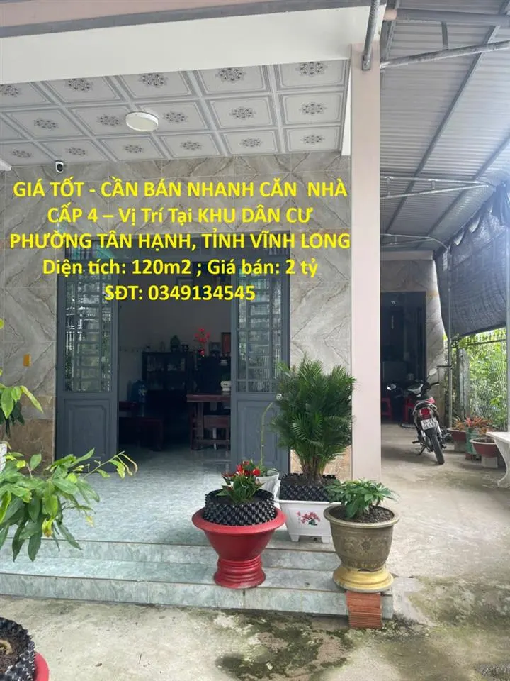 Giá tốt - cần bán nhanh căn nhà cấp 4 – vị trí tại khu dân cư phường tân hạnh, tỉnh vĩnh