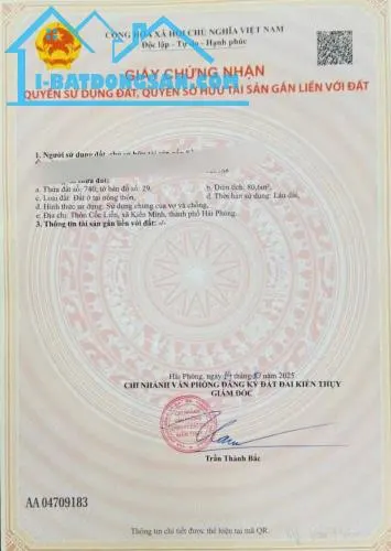 Bán đất Minh Tân - Kiến Thụy - Hải Phòng