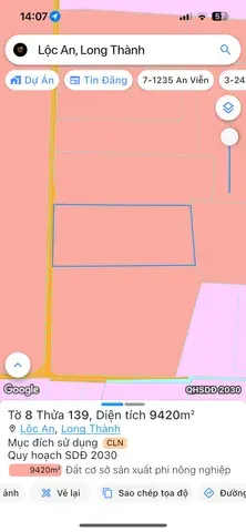 Bán đất SKC LONG THÀNH:9419.6m² 40 tỷ tại Xã Lộc An Huyện Long Thành