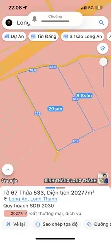 Bán đất 29071.4m² ngang 145m giá 87.17 tỷ Xã Long Thành
