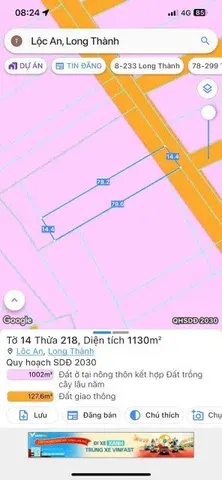 Bán đất 1130m² ngang 12m giá 8.5 tỷ Xã Long Thành