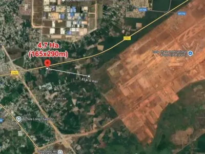 L1407 Giảm sốc 65 tỷ! 4.7Ha Đất SHR Sát sân bay Long Thành – Long An Đồng Nai