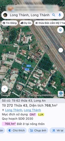 Bán đất 768.1m² ngang 15m giá 10.7 tỷ Xã Long Thành