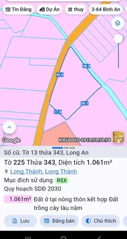 Bán đất 1061.4m² giá 7.5 tỷ Xã Long Thành