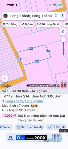 Bán đất 1000.4m² ngang 22m giá 8.3 tỷ tại Xã Long Thành