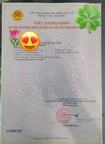 Bán đất 110m² full thổ cư ngang 5m giá 770 triệu tại Phường Trương Quang Trọng