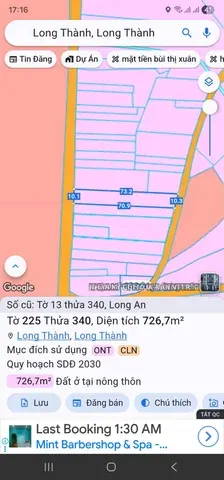 Bán Đất 726m2 có sẵn 100 m2 thổ cư giá 8 tỷ tại Xã Long An Huyện Long Thành Đồng Nai