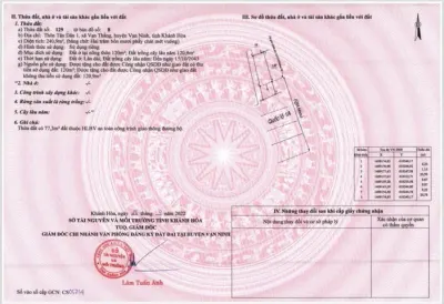 Bán Đất 240m2 có sẵn 120 m2 thổ cư giá 4.82 tỷ tại - Chọn - Xã Vạn Thắng Huyện Vạn Ninh Khánh Hòa