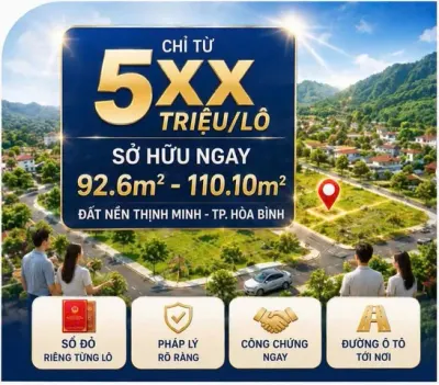 Bán Đất 110m2 có sẵn 50 m2 thổ cư giá 586 triệu tại Xã Hợp Thành Thành phố Hòa Bình Hòa Bình