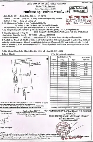 Bán Đất 2614.5m2 có sẵn 75 m2 thổ cư giá hon 8 tỷ tại Đường tỉnh 933c Thị trấn Long Phú Huyện Long Phú Sóc Trăng