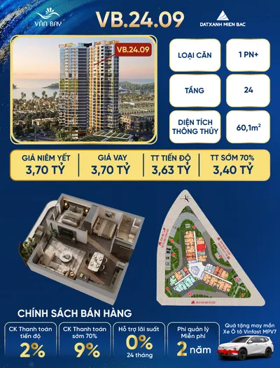 Bán căn hộ Vân Bay, view Vịnh Bái Tử Long, sở hữu lâu dài, chỉ từ 650 triệu ký HĐMB