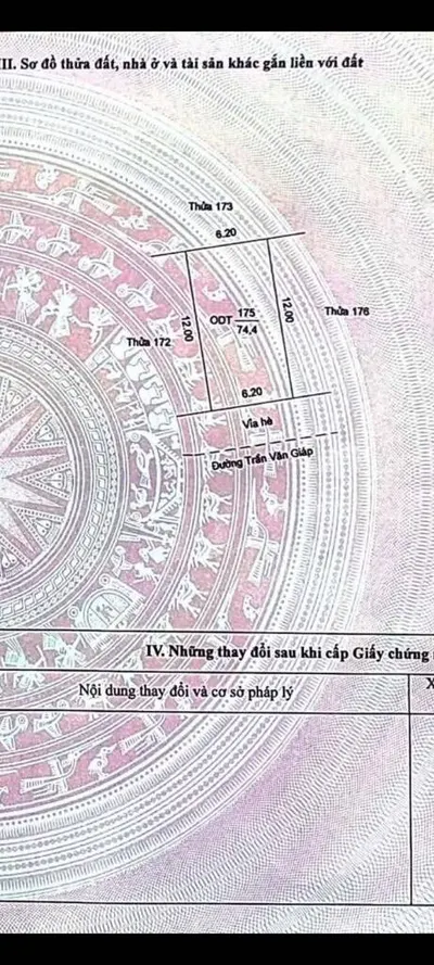 Bán đất mặt đường Trần Văn Giáp Hải Dương, 74.4m², mặt tiền 6.2m, hướng Nam, giá 5.2 tỷ