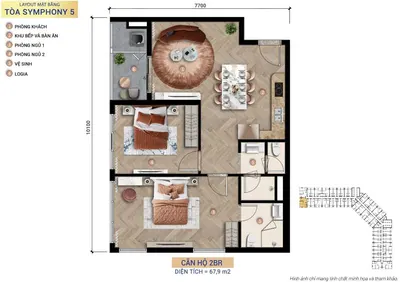 Bán căn hộ sun symphony residence, căn 75M2, có dòng tiền, trực diện sông hàn, giá chỉ 85TR/M2