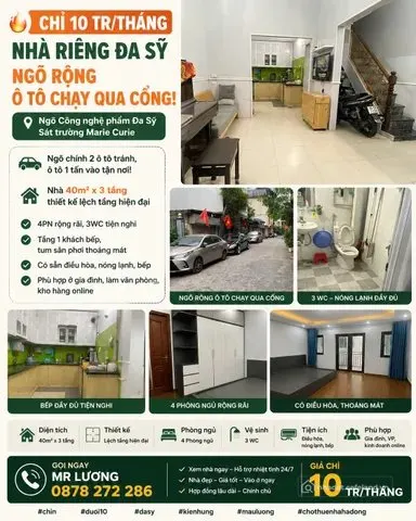Cho thuê nhà riêng đa sỹ - kiến hưng 42M² X 3 tầng – ngõ rộn