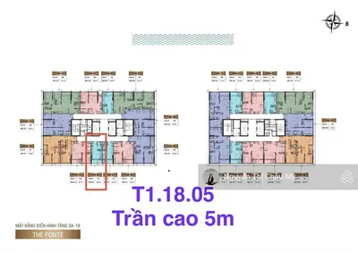 Studio tầng 18 trần cao 5m view biển bán đảo hướng đông tòa t1 sun ponte ms châu mỹ