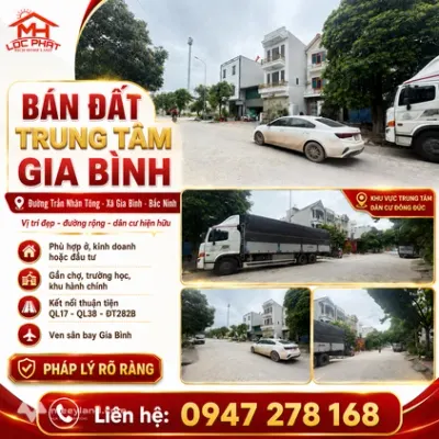 Bán đất đẹp đường Trần Nhân Tông, trung tâm xã Gia Bình