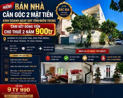 Bán nhà căn góc ngay khu vực đông dân cư, thuộc kđt vĩnh điềm trung