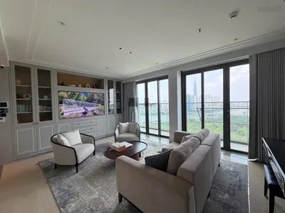 Cho thuê duplex 3PN The Crest Metropole Thủ Thiêm 160m², view sông Q1 & Landmark 81, tân cổ điển